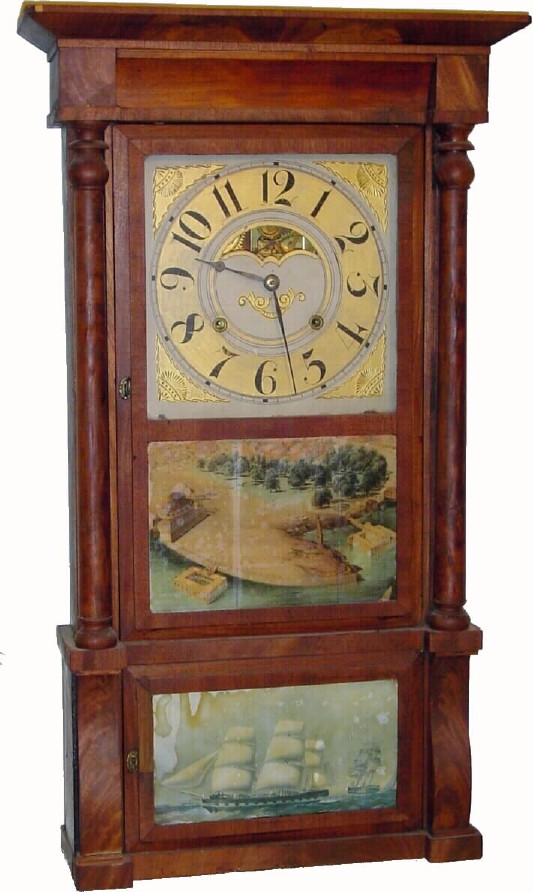 C.1840, Birge, Mallory and Co., 8-day weight column and cornice shelf clock, — Antique Clocks Price Guide