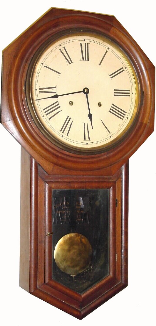 C.1906, Ansonia Clock Co., "Regulator A" 8-day time/strike school clock, — Antique Clocks Price Guide