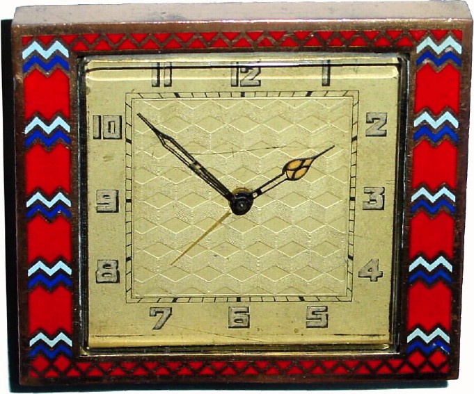 C.1920, Swiss, 8-day easel alarm desk clock — Antique Clocks Price Guide