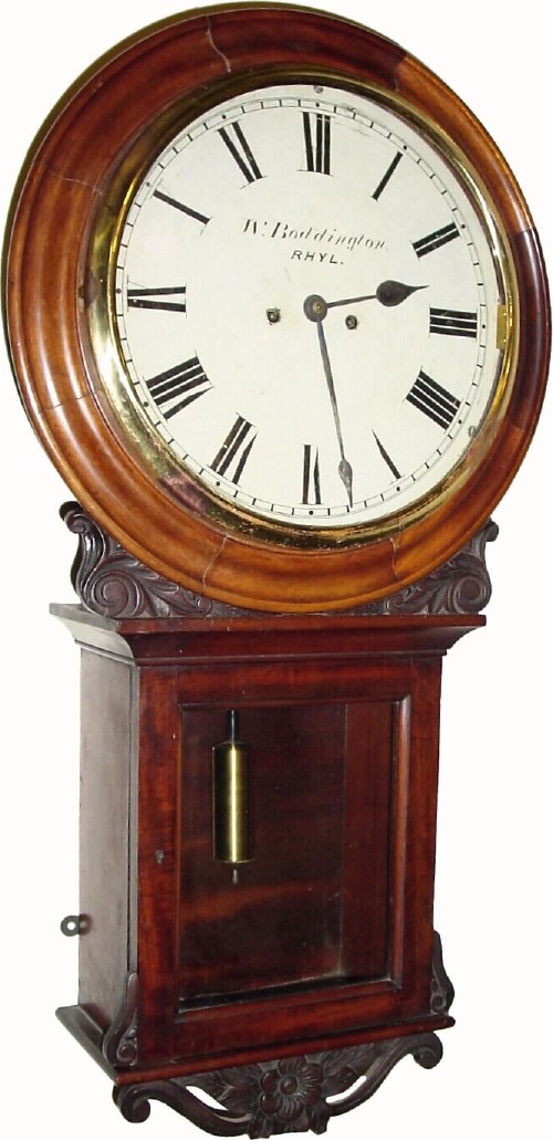 8-day fusee time/strike wall clock.C.1880, Welsh (English style), signed W. Boddington, Rhyl., — Antique Clocks Price Guide