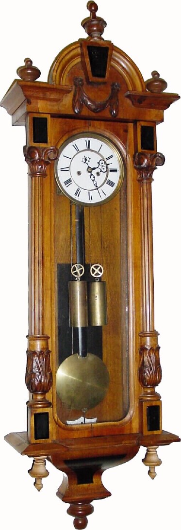 C.1885, Austrian, Gebruder Resch, "Remember" 2-weight Veinna regular in fair to good condition. — Antique Clocks Price Guide