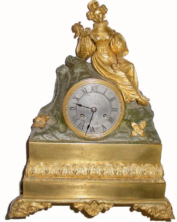C.1830, French, Ormolu and Bronze figural clock, — Antique Clocks Price Guide