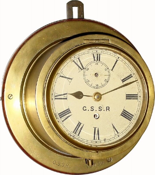 C.1900, English, Brass cased engine room clock, — Antique Clocks Price Guide