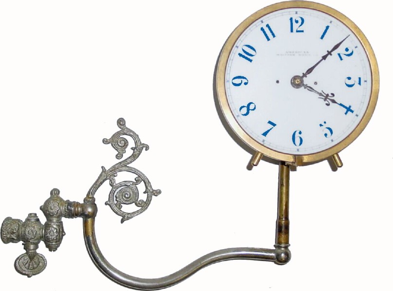 C.1890, American Waltham Watch Co., gas light timepiece, — Antique Clocks Price Guide