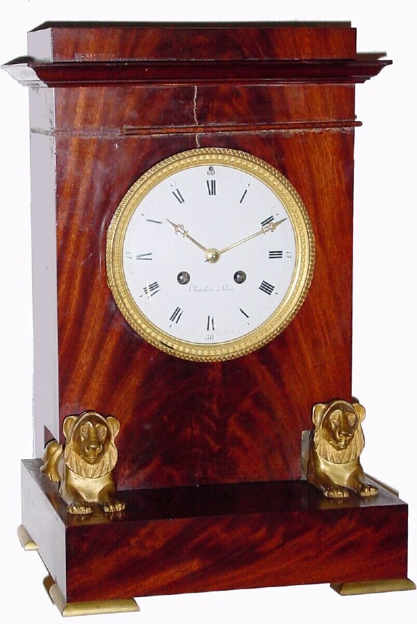C.1850, Planchon, Paris, 8-day time/strike French Empire style mantel clock, in generally good original condition. — Antique Clocks Price Guide
