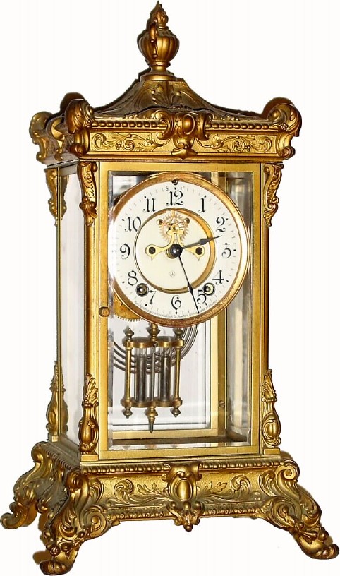 C.1914, Ansonia Clock Co., "Elysian" 8-day time/strike crystal regulator, — Antique Clocks Price Guide