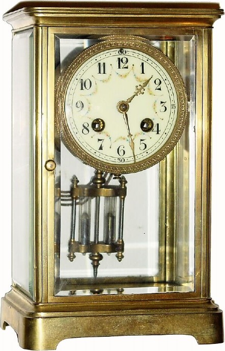 C.1900, French brass cased 8-day time/strike crystal regulator. — Antique Clocks Price Guide