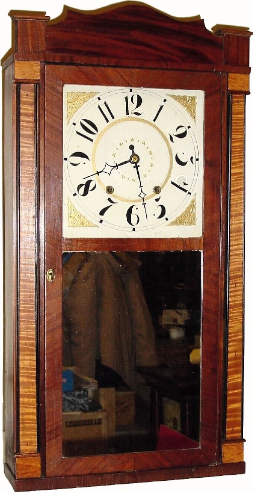 C.1832, Asaph Hall, Clinton, Geo. (Georgia), 30-hour wood movement, flat column and splat shelf clock. — Antique Clocks Price Guide
