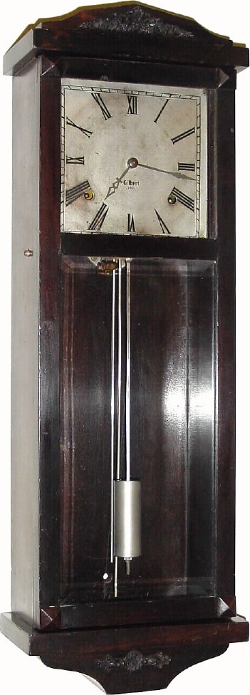 C.1925, William L. Gilbert Clock Co., "Hollywood", 8-day time/strike wall clock in generally good original condition. — Antique Clocks Price Guide