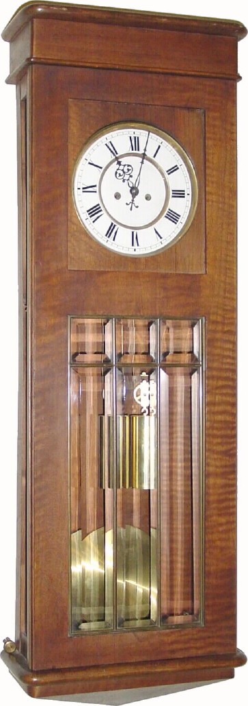 C.1920, Austrian, 2-weight regulator, in a box style walnut veneer case with beveled glass, now with a C.1890 Remember movement. — Antique Clocks Price Guide