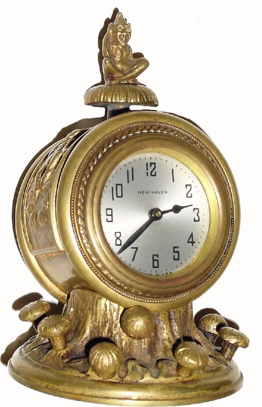 C.1880, New Haven Clock Co., New Haven, CT, 30-hour backwind brass cased novelty, complete with winder and setting knob. — Antique Clocks Price Guide