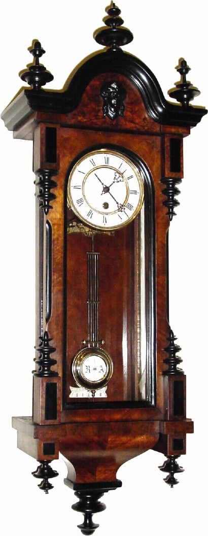 C.1900, German, Time Only Walnut wall regulator with R-A pendulum and in very good condition, with restorations. — Antique Clocks Price Guide
