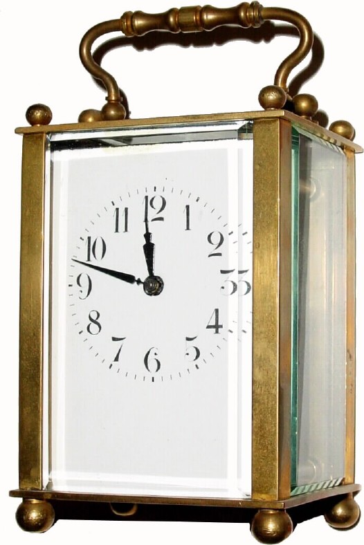C.1920, French, Brass Cased Carriage timepiece in good original condition. — Antique Clocks Price Guide