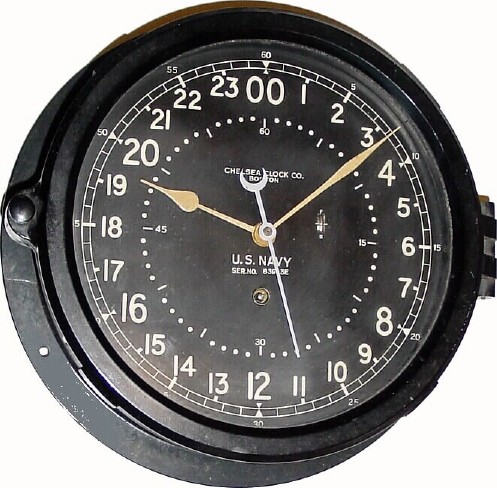 C.1942, Chelsea Clock Co., Boston, U.S. Navy Radio Room timepiece — Antique Clocks Price Guide