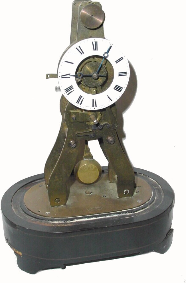 C.1851, French, Mini Alarm Skeleton Clock, less dome, but otherwise in good as-found condition. — Antique Clocks Price Guide