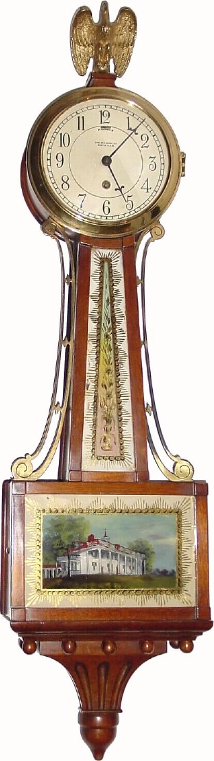 C.1933, Chelsea Clock Co., Boston, Mass., 8-day banjo timepiece, in very good to excellent original condition. — Antique Clocks Price Guide