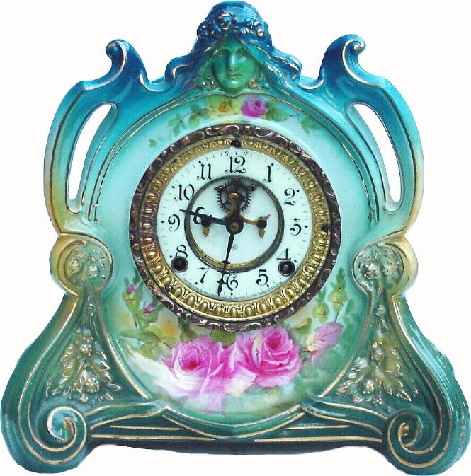 C.1901, Ansonia, La Chapelle, Royal Bonn porcelain china clock in excellent original condition. — Antique Clocks Price Guide