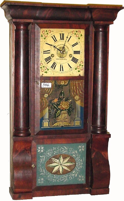 C.1845, Forestville Mfg. Co., Bristol, Conn, 8-day column and cornice shelf clock in excellent original condition. — Antique Clocks Price Guide