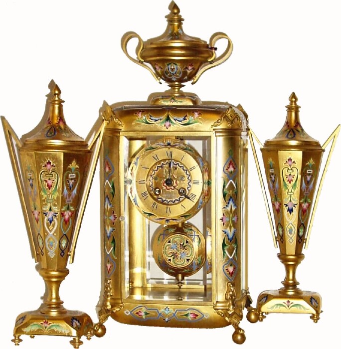 C.1910, French for Wm. Batty and Son, Manchester, early Art Deco mantel set in outstanding original condition. — Antique Clocks Price Guide