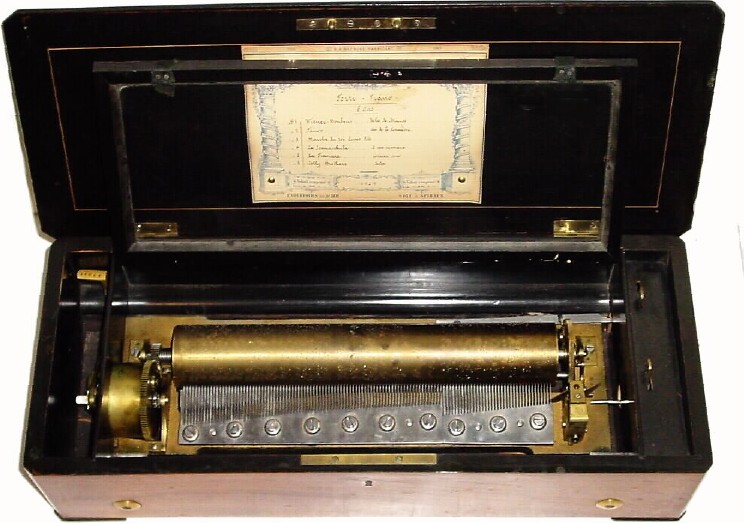 C.1890, Swiss, B. A. Bremond, 6-tune forte piano cylinder music box, in very good original condition. — Antique Clocks Price Guide
