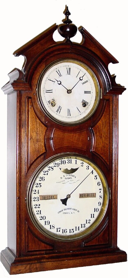 C.1875, Ithaca Calendar Clock Co., Ithaca, NY, "No 8 Shelf Library" (Old style case) with E. N. Welch pendulum movement. — Antique Clocks Price Guide