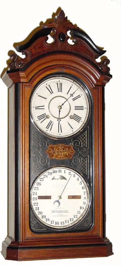 C.1880, Ithaca Calendar Clock Co., Ithaca, NY, "No. 4 1/2 Favorite" 8-day, time, strike and calendar, in excellent original condition. — Antique Clocks Price Guide