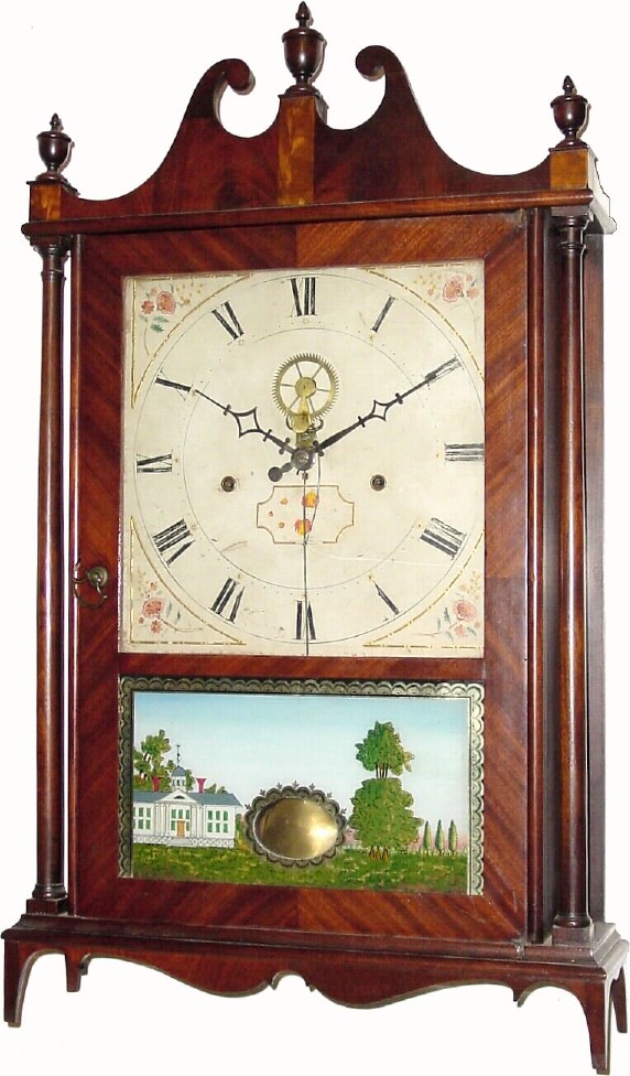 C.1817, Eli Terry, Plymouth, Conn. "outside escapement" pillar and scroll shelf clock. — Antique Clocks Price Guide
