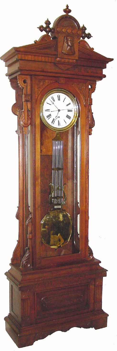 C.1885, Wm L. Gilbert, Regulator No. 8, in walnut and in generally good condition. — Antique Clocks Price Guide