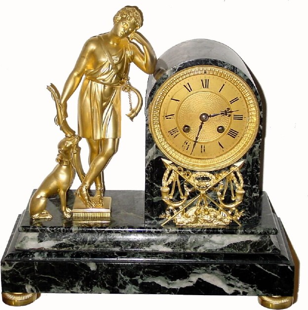 C.1890, French, Marti, Ormolu and Marble figural clock in generally good condition. — Antique Clocks Price Guide