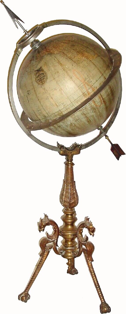 C.1880, Juvet Time Globe, 18", in fair as-found condition, needing repairs. — Antique Clocks Price Guide