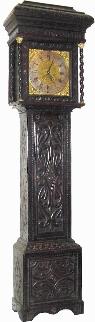 C.1760, Samuel Buttonworth, Rochdale, English 8-day tall clock with square brass dial and calendar aperature above 6. — Antique Clocks Price Guide