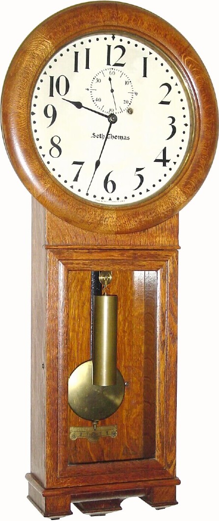 C.1890, Seth Thomas, Regulator No. 2, in very good original condition, except for the repainted dial. — Antique Clocks Price Guide