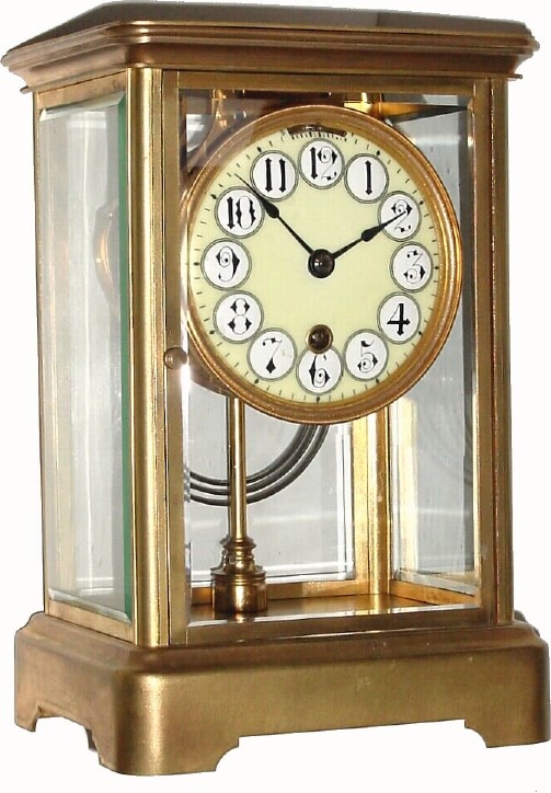 C.1890, Boston Clock Co., "Crystal" 8-day time and strike crystal regulator. — Antique Clocks Price Guide