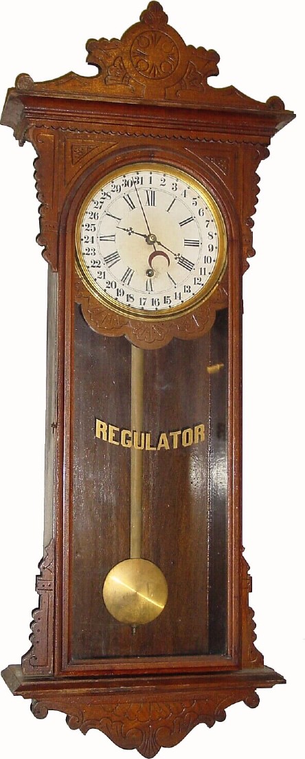 C.1890, E.N. Welch Mfg Co, SEMBRICH , 8-Day time and calendar wall clock in black walnut, and in excellent original condition. — Antique Clocks Price Guide