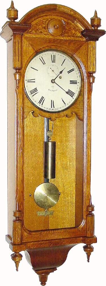 C.1884, Seth Thomas Clock Co., "Regulator No. 6" 8-day weight timepiece, in generally very good condition. — Antique Clocks Price Guide