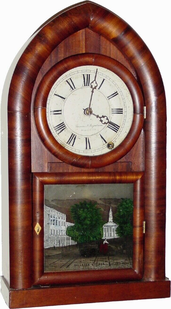 C.1845, Brewster and Ingrahams, Bristol, Conn, 8-day time/strike rosewood Kirk's patent beehive shelf clock. — Antique Clocks Price Guide