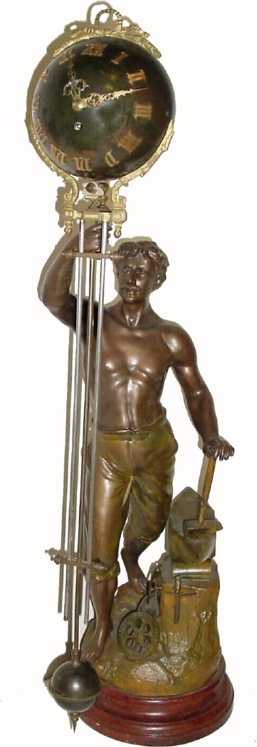 C.1890, French, Large Male Figure Swing clock. — Antique Clocks Price Guide