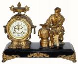 C.1900, New Haven Clock Co., "Bernard Palissy" 8-day time/strike cast metal figure clock. — Antique Clocks Price Guide