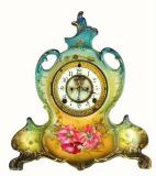 C.1915, Ansonia Royal Bonn "La Vendee" porcelain china clock in excellent original condition. — Antique Clocks Price Guide