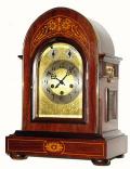 C.1910, German, Junghans, 8-day Westminster chime mahogany inlay mantle clock (also a fine band brass accentuates the edge of the case). — Antique Clocks Price Guide