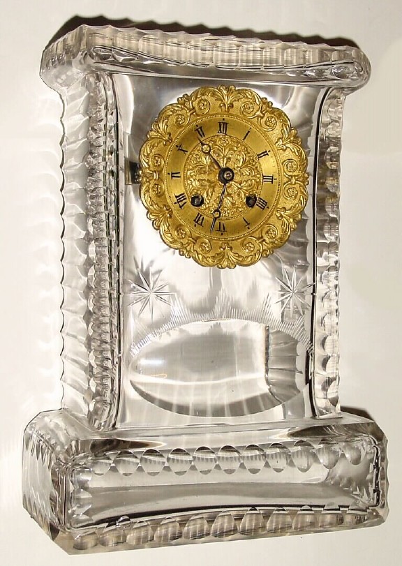 C.1840, French, Cut Crystal Clock in excellent condition. — Antique Clocks Price Guide