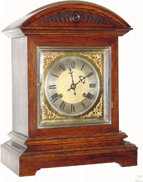 C.1910, German, Badische Uhrenfabrik, 8-day time/strike oak mantel clock. — Antique Clocks Price Guide