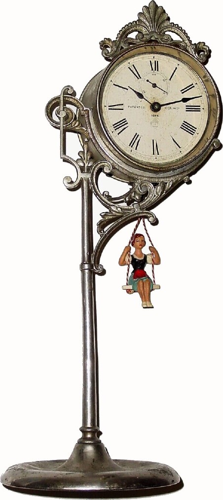 C.1889, Ansonia, Jumper No. 1 , in excellent original condition EXCEPT for incorrect replacement doll. — Antique Clocks Price Guide