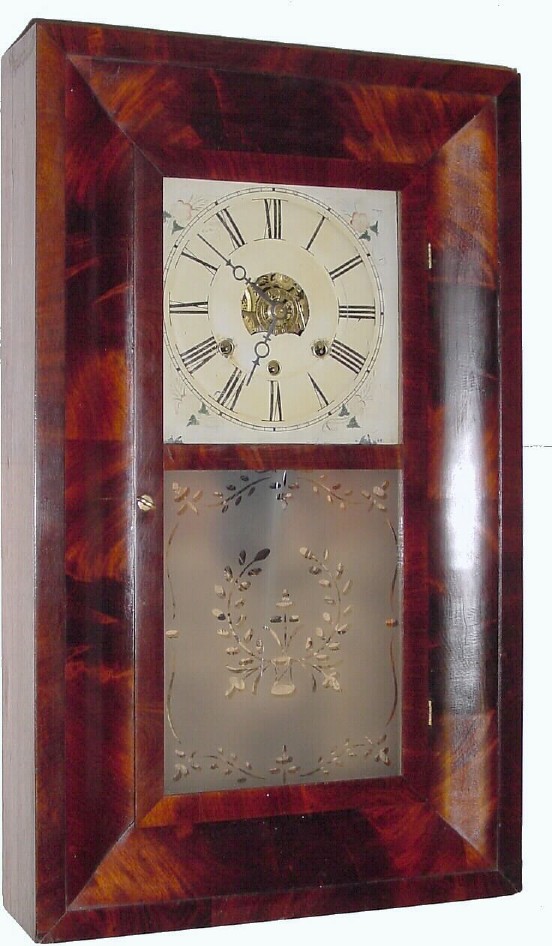 C.1850, Daniel Pratt, Jr., 30-hour time-strike-alarm OG shelf clock. — Antique Clocks Price Guide