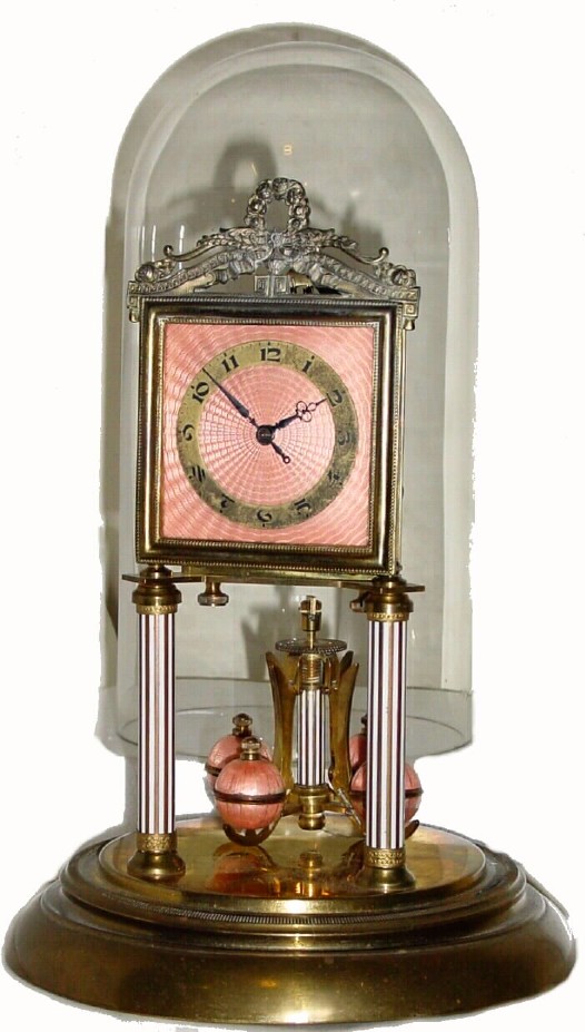 C.1925, German, Jahresuhren-Fabrik, 400-day clock, with desirable candy stripe motif (with repairs). — Antique Clocks Price Guide
