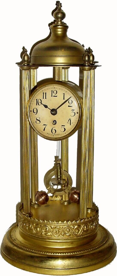 C.1910, German, Jahresuhrenfabrik, 30-Day torsion pendulum clock, (less dome). — Antique Clocks Price Guide
