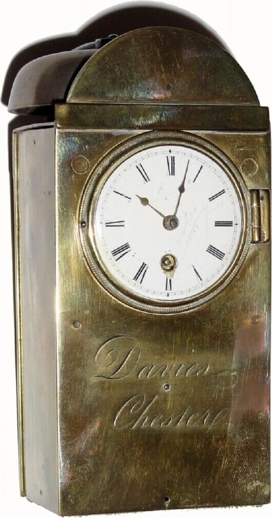 C.1810, English, Davies, Chester, primitive travel-alarm clock, signed by the maker. — Antique Clocks Price Guide