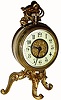 C.1905, French, 8-day brass case "huge" watch with brass Rococo stand, in good original condition.
