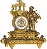 C.1900, French, Gilded Figural Clock with unusual pendulette movement