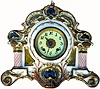 C.1900, New Haven Clock Co., New Haven, CT, 8-day striking Majolica china clock,